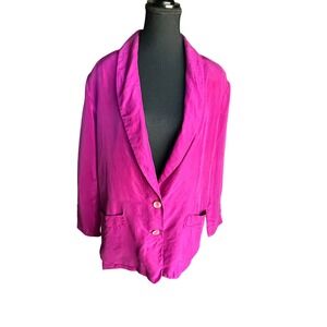 C.H.U. 100% silk magenta pink blazer women's size S‎